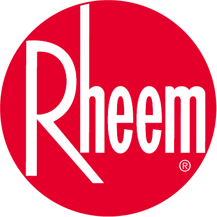 Rheem logo for hot water heaters, supplying and servicing hot water systems on Caboolture