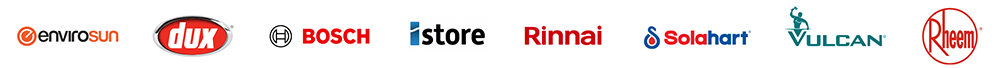 Logos of leading hot water system brands used by Caboolture Hot Water